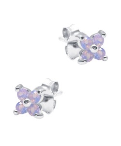 Four Petal Flower Silver Stud Earring STS-6159
